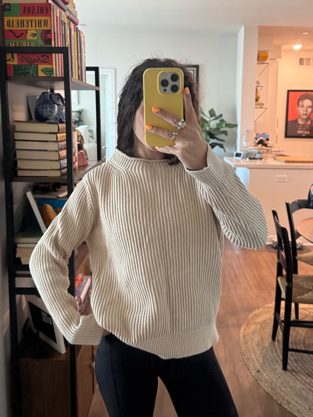 J. Crew Cream Ribbed Cowl-Neck Sweater